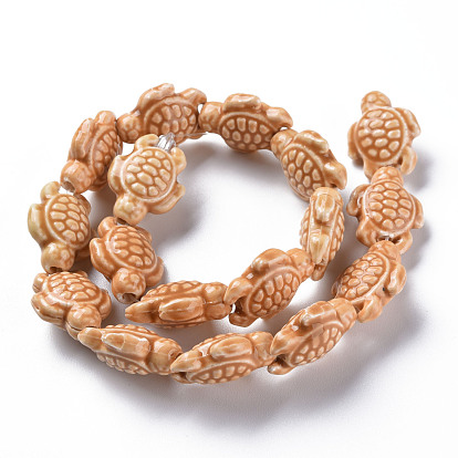 Brins de perles en céramique de porcelaine faites à la main, famille rose de style, tortue