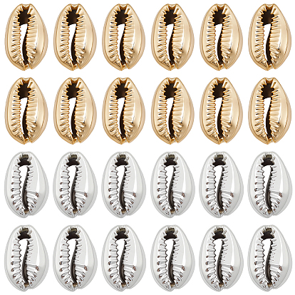 80шт. 2 цвета гальванически покрытые бусины из натуральных раковин каури, формы раковины