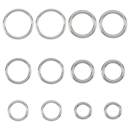 12pcs 6 style 304 anneaux de liaison en acier inoxydable, anneau