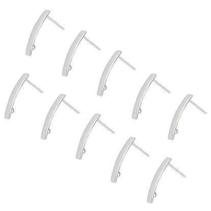304 Stainless Steel Stud Earring Findings, with Loop, Rectangle