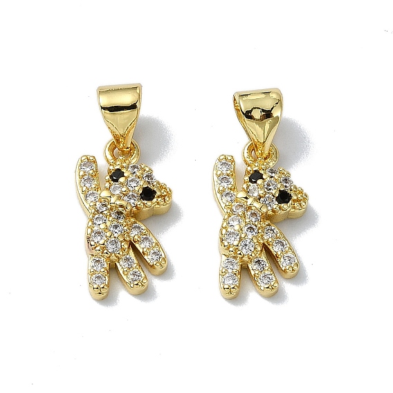 Покрытие стойки настоящее 18k позолоченное латунное микро-паве подвески из кубического циркония, долговечный, без свинца и без кадмия, медведь