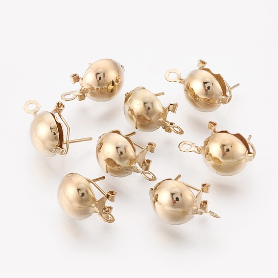 Iron Stud Earring Findings, with Loop