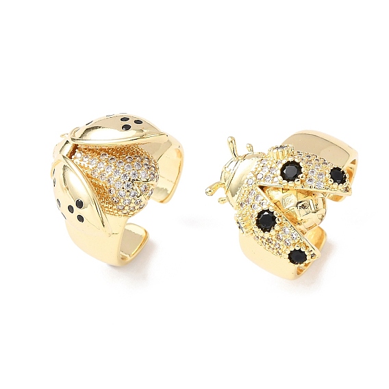 Регулируемые латунные манжеты с микропаве из кубического циркония, божья коровка