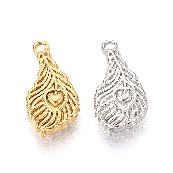 304 подвески из нержавеющей стали, перо с сердцем