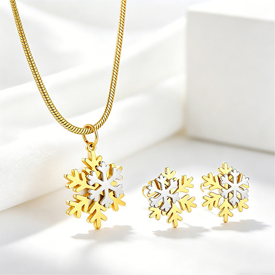 304 Stainless Steel Stud Earrings for Women, Snowflake