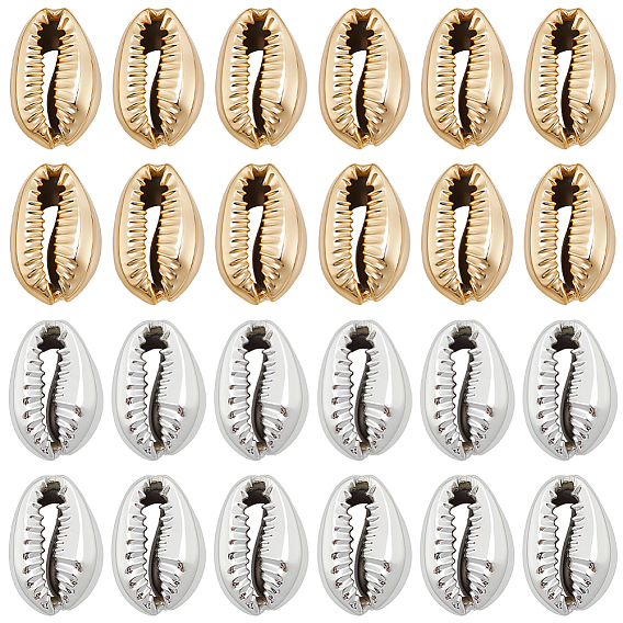 80шт. 2 цвета гальванически покрытые бусины из натуральных раковин каури, формы раковины