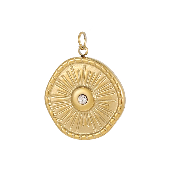 304 микро нержавеющей стали прокладывать Цирконом подвески, круглый с солнечными чарами, ионное покрытие (ip), с целью перехода в кольце