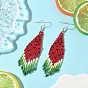 Серьги-подвески из стеклянных бусин ручной работы в виде арбуза, с 304 нержавеющей стали серьги крючки, золотые