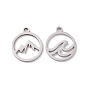201 Stainless Steel Charms, Hollow, Mountain Alliance Eachother Pendant, Stainless Steel Color