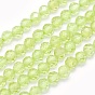 Natural Prehnite Beads Strands, Round, Faceted