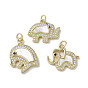 Brass Micro Pave Cubic Zirconia Pendants, Cadmium Free & Lead Free, with Shell, Elephant