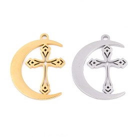 304 подвески из нержавеющей стали, луна с крестом амулет