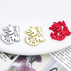 Alloy Pendants, Papercutting Style Dragon Charm, for Chinese New Year