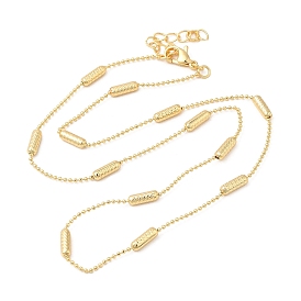 Rack Plating Brass Column & Ball Chain Necklace for Women, Lead Free & Cadmium Free