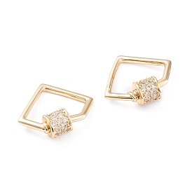 Латунь микропаве прозрачный кубический цирконий винт карабин брелоки, для изготовления ожерелий, быстрые ссылки, долговечный, ромб