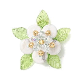 Подвески из натуральных драгоценных камней и стекла, цветочный шарм