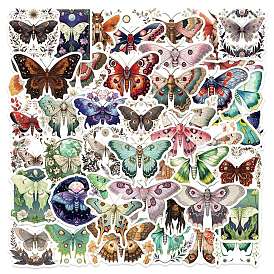 50Pcs Moth PVC Self Adhesive Cartoon Stickers, Waterproof Insect Decals for Laptop, Bottle, Luggage Decor
