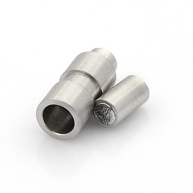 304 Stainless Steel Matte Surface Magnetic Clasps with Glue-in Ends, Column
