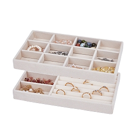 2шт 2 стили прямоугольные бархатные лотки для украшений, для ожерелья, Браслеты, Серьги, хранение колец