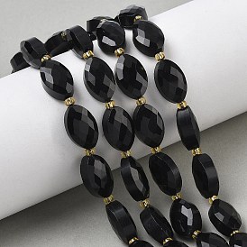 Природные обсидиана бисер нитей, граненые, лошадь форма глаз, с бисером