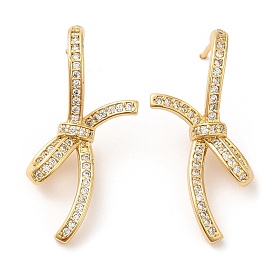 Cubic Zirconia Knot Stud Earrings, Brass Earrings for Women