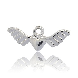 CCB Plastic Pendants, Heart with Wings, 11x28x4mm, Hole: 2mm