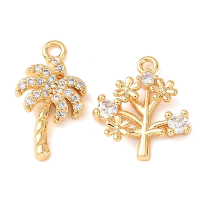 Латунные микро проложить кубического циркония подвески, Дерево прелести, без никеля , реальный 18 k позолоченный