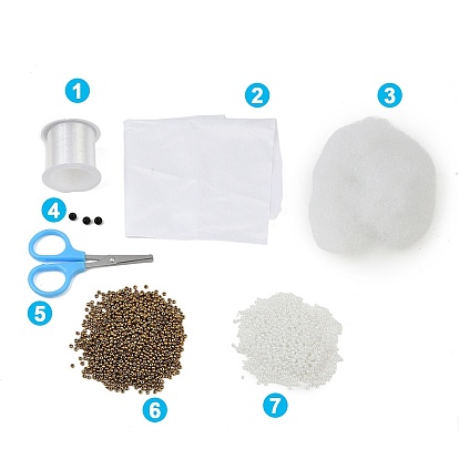 3d kit de bordado de cuentas de animales con forma de búho, con granos de la semilla acrílicos, Hilo de cristal elástico, tijeras, relleno de algodon, tejido
