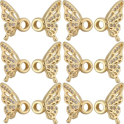 10 комплекты латунных подвесок с микропаве из прозрачного кубического циркония, крыло