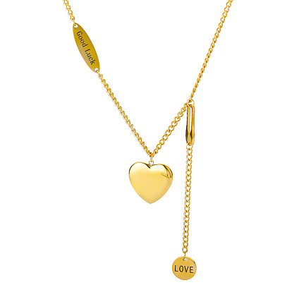 Sweet Heart Pendant Necklace with Double Layers and Simple Design