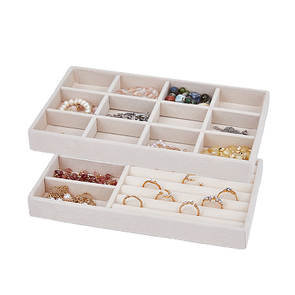 2шт 2 стили прямоугольные бархатные лотки для украшений, для ожерелья, Браслеты, Серьги, хранение колец