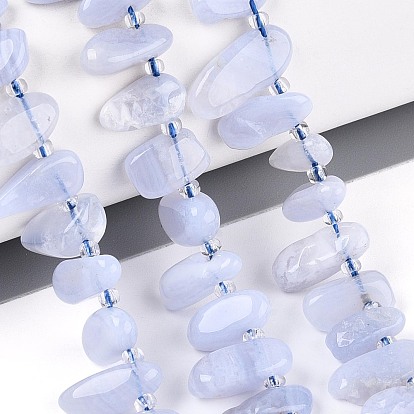 Натуральный голубой кружевной агат бисер нитей, самородки, Топ пробуренной, упавший камень, с бисером