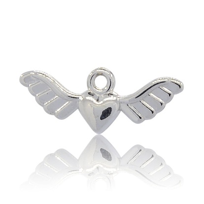 CCB Plastic Pendants, Heart with Wings, 11x28x4mm, Hole: 2mm