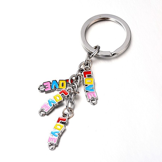 Брелок с эмалью из цинкового сплава, любить, 105x8 мм