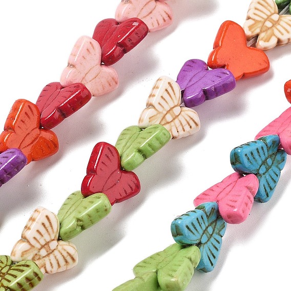 Синтетических нитей бирюзовые бусы, окрашеные, бабочка