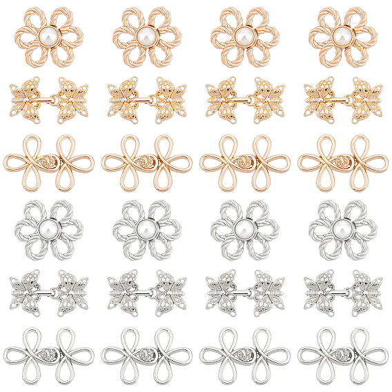24 наборы 6 стильные застежки-кнопки из сплава, пришивные застежки для аксессуаров к одежде, разнообразные