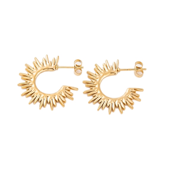 Ионное покрытие (ip) 304 серьги-гвоздики в форме полукольца из нержавеющей стали для женщин, солнце