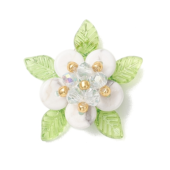 Подвески из натуральных драгоценных камней и стекла, цветочный шарм