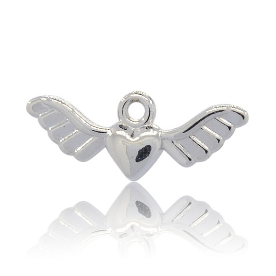 CCB Plastic Pendants, Heart with Wings, 11x28x4mm, Hole: 2mm