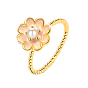 Flower Rotatable Open Cuff Ring Ring for Women, Brass Epoxy Resin Fidget Spinner Rings