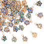 70Pcs 7 Styles Copper Wire Wrapped Electroplate Glass Pendants, Star Charms