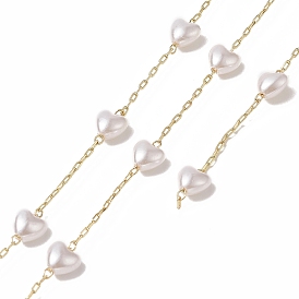 Chaînes de perles en plastique faites à la main, avec chaînes porte-câbles en laiton, soudé, avec du papier cartonné