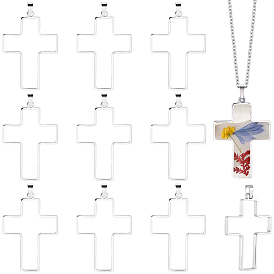 12pcs 304 pendentifs à lunette arrière ouverte en acier inoxydable, avec 201 accessoires en acier inoxydable