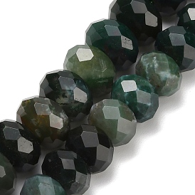 Природные моховой агат бисер нитей, рондель, граненые