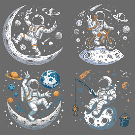 4piezas 4estilos conjunto de pegatinas de logotipo de película de transferencia de calor de plástico, para camiseta de bricolaje