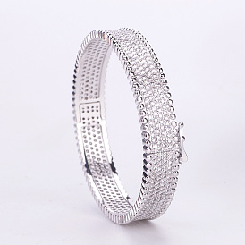 Латунные браслеты с микропаве из прозрачных кубических цирконий для женщин, кольцо