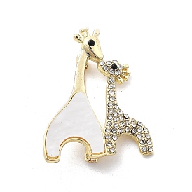 Alloy Brooch, with Rhinestone and Acrylic, Giraffe