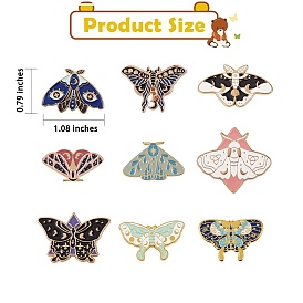 9Pcs 9 Style Butterfly Alloy Enamel Brooches, Enamel Pin for Backpack Clothes