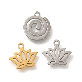 304 Stainless Steel Charms, Laser Cut, Lotus/Spiral Charm