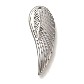 304 Stainless Steel Rhinestone Pendants, Wing